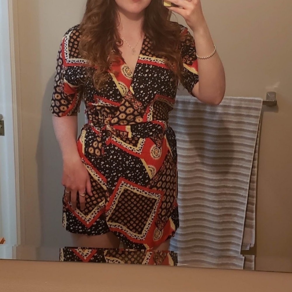 Retrod Multicolor & Multi-Patterned Wrap Romper - Picture 9 of 9
